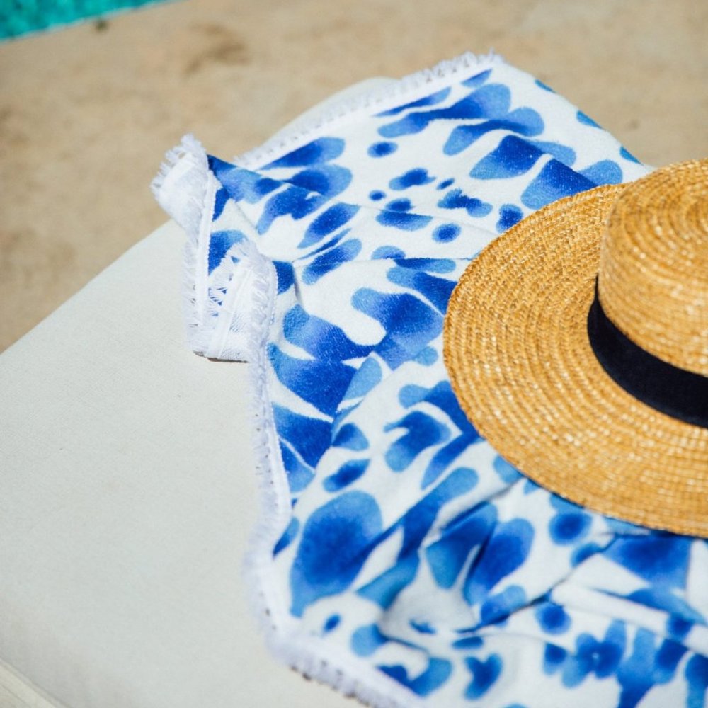 Indigo Round Turkish Beach Towel